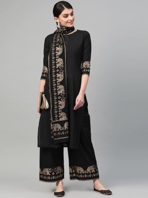 mehu Animal Print Kurta, Palazzo & Dupatta Set