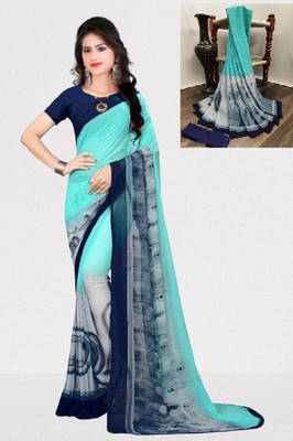 maayro Printed Daily Wear Georgette Saree(Light Blue)