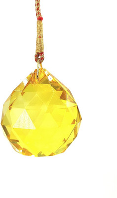 Plus Value Feng Shui Yellow Crystal Ball 30Mm For Positive Energy - Fengshui Vastu Reiki Decorative Showpiece  -  3.5 cm(Crystal, Yellow)