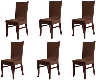 Rhydin Polyester Plain 1 Seater Chair Cover(Brown Pack of 6)