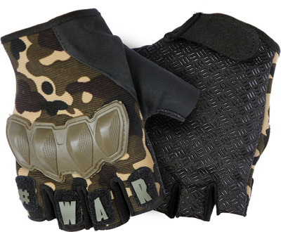 zaysoo Riding Cycling Weight Lifting Half Finger Hard Knuckle Tactical Gloves Riding Gloves(ARMY GREEN)