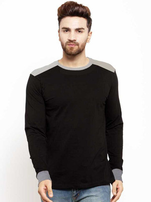 CLOFLIX Colorblock Men Round Neck Black T-Shirt