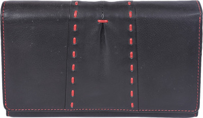 Leatherman Fashion Women Black, Red Genuine Leather Wallet(4 Card Slots)