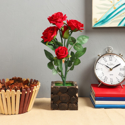 Flipkart SmartBuy Artificial Flowers with Pot , Fake Flowers in Pot Silk Flower Arrangement Decorative for Home Farmhouse Office Table Centerpieces Wedding Party Indoor Decor Multicolor Rose Artificial Flower with Pot(26 cm, Pack of 1)