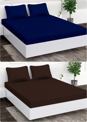 Vomzer 220 TC Microfiber Double Solid Flat Bedsheet(Pack of 2, Brown)