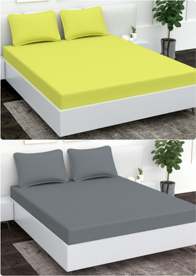 Vomzer 220 TC Microfiber Double Solid Flat Bedsheet(Pack of 2, Grey)