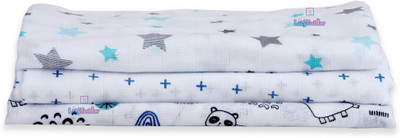 LazyToddler Printed Crib Swaddling Baby Blanket for  Mild Winter(Cotton, Blue)
