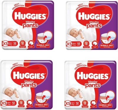 Huggies XS bubble wala wonder pant diapers (pack -4) - XS(48 Pieces)