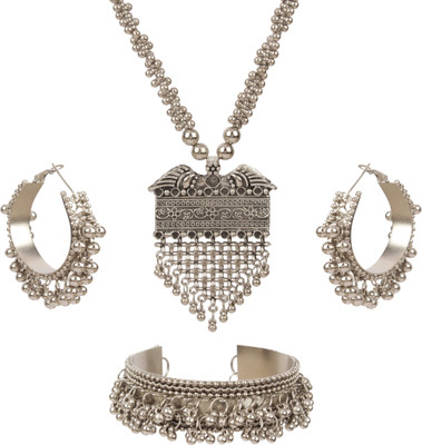 Shineher Brass Silver Jewellery Set(Pack of 1)