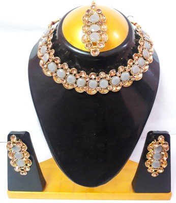 bhagwati glitter jewel Stone, Alloy Gold-plated Gold, Grey Jewellery Set(Pack of 1)
