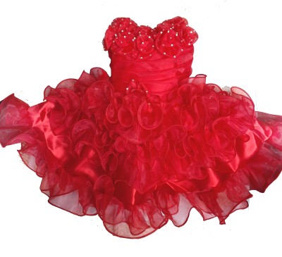 kids fashion hub Baby Girls Midi/Knee Length Festive/Wedding Dress(Red, Sleeveless)