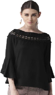 FASHION FLY Girls Casual Pure Modal Top(Black, Pack of 1)