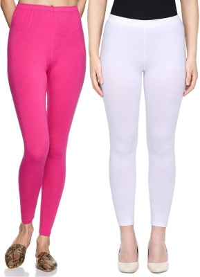 SwaNit Ankle Length  Ethnic Wear Legging(Pink, White, Solid)