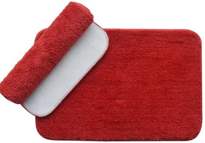 Minicraft Polyester Door Mat(Red, Medium)
