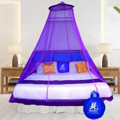 Maruti Enterprise Polyester Adults Washable Double Bed (round) Mosquito Net(Purple, Ceiling Hung)