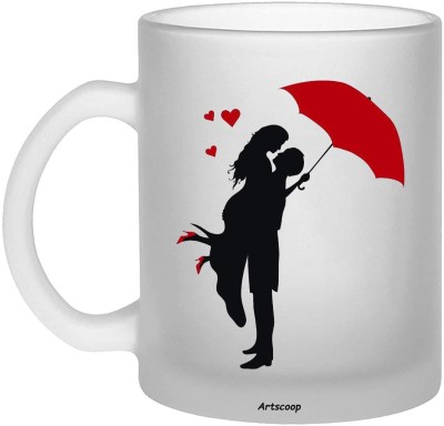 Artscoop Premium Quality Large Frosted Couple Coffee Mil Cup with Handle,Tea for Bride Groom, Gift for Anniversary,Wedding,Engagement Valentines Day Girlfriend Boyfriend Wife Husband Lover Glass Coffee Mug(325 ml)