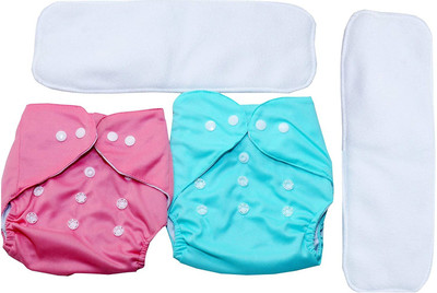Baby Hashtag Reusable Cloth Diaper, Washable Adjustable Infants Nappy with Insert- (0-24 Months, Pad Included) - Pack/Combo of (2 Cloth Diaper+2 Microfiber Insert)