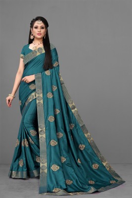 Wamsi Embroidered Bollywood Art Silk Saree(Dark Green)