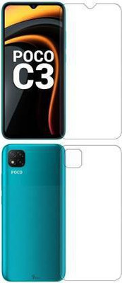 SOMTONE Front and Back Tempered Glass for Poco C3(Pack of 2)