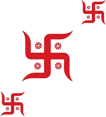 Asmi Collections 25 cm Swastika Wall Stickers- Pack of 3 Self Adhesive Sticker(Pack of 1)
