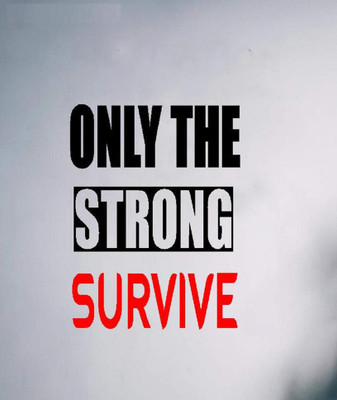 LYOMAN 59 cm onlysurvive-blkred Self Adhesive Sticker(Pack of 1)