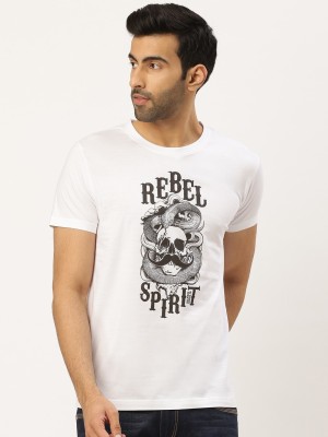 The CHAMBAL Printed Men Round Neck White T-Shirt