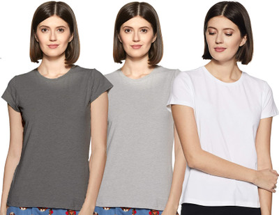 COLOR CAPITAL Solid Women Round Neck Multicolor T-Shirt