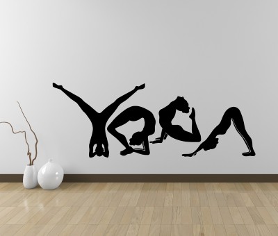 Wollfill 57 cm Yoga Signs and Poses Vinyl Wall Sticker Self Adhesive Sticker(Pack of 1)