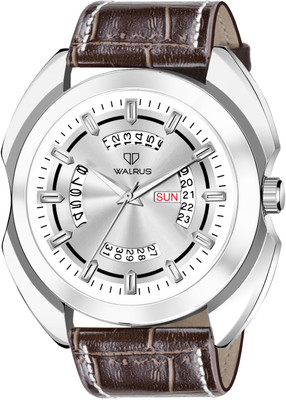 Walrus Walrus Silver Dial Day Date Leather Strap Men's Watch WWTM-MVRK-V-070907 Day & Date Analog Watch  - For Men