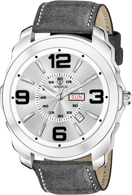 Walrus Walrus Grey Dial Day Date Leather Strap Watch for Men WWTM-MVRK-IV-073407 Day & Date Analog Watch  - For Men