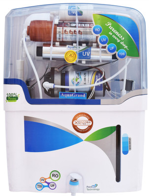 Aquagrand NYC Model Copper Filter+ ro + uv + uf + tds Water Purifier + COPPER Filter + 12 L RO + UV + UF + TDS Water Purifier