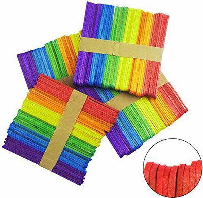 Maxxlite Colourful/Multicolour Ice-Cream Sticks for Art/Craft/DIY Activities (Pack of 100 Pieces)