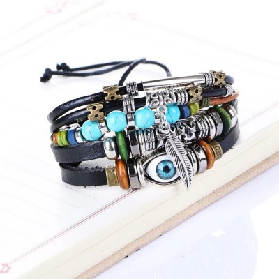 TASHKURST Leather Beads Bracelet Set(Pack of 5)