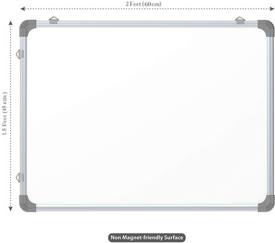 KOHINOOR Non Magnetic Melamine 1.5X2 Ft Non-Magnetic Kunj Whiteboard | Green Chalk Board Surface On Back Side | Sliding Hanging Clips with Robust Aluminium Frame Finishing Whiteboards(White)