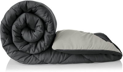 EVERDECOR Solid Single Comforter for  Mild Winter(Microfiber, Black, Grey)