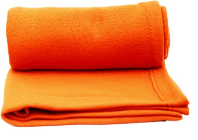 evohome Solid King, Single Fleece Blanket for  AC Room(Polyester, Orange)