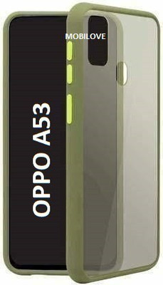 MOBILOVE Back Cover for Oppo A53 | Smoke Translucent Smooth Rubberized Matte Hard Back Case Cover(Green, Shock Proof, Pack of: 1)