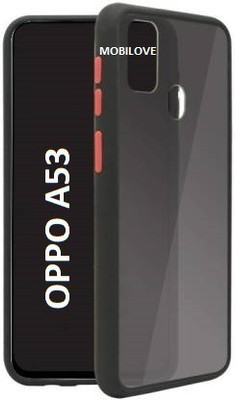 MOBILOVE Back Cover for Oppo A53 | Smoke Translucent Smooth Rubberized Matte Hard Back Case Cover(Black, Shock Proof, Pack of: 1)