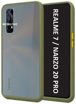 MOBILOVE Back Cover for Realme 7 / Narzo 20 Pro | Smoke Translucent Smooth Rubberized Matte Hard Back Case Cover(Green, Shock Proof, Pack of: 1)