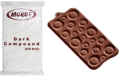 Morde Dark Compound Slab- 400 g and Flower Shape Chocolate Mold Bars(400 g)