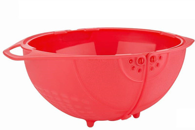 NMS TRADERS Plastic Basket Collapsible Colander Collapsible Colander(Red Pack of 1)