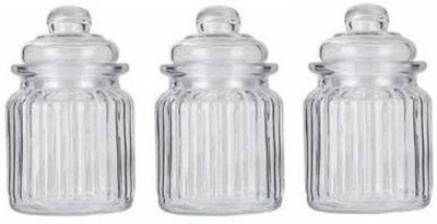 AARAV Glass Grocery Container  - 350 ml(Pack of 3, Clear)