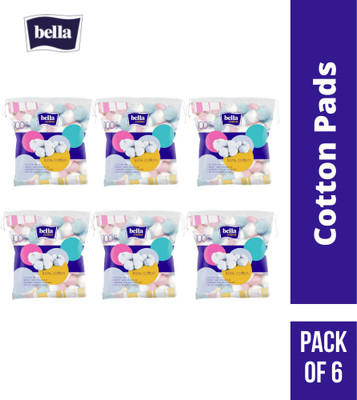 Bella Cosmetic Multicolor Cotton Balls 100 Pcs Each (Pack of 6)(100 Units)