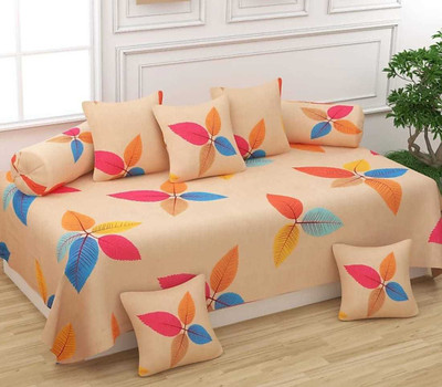SGJ Polycotton Floral Diwan Set(Beige)