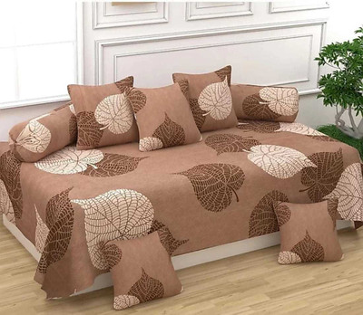 SGJ Polycotton Floral Diwan Set(Brown)