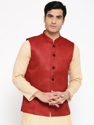 Vastraa Fusion Sleeveless Solid Men Jacket