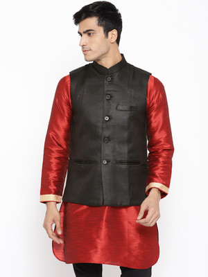 Vastraa Fusion Sleeveless Solid Men Jacket