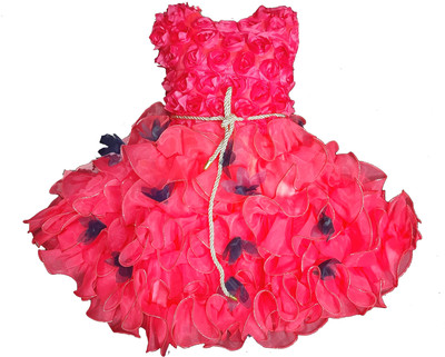kids fashion hub Baby Girls Midi/Knee Length Festive/Wedding Dress(Pink, Sleeveless)