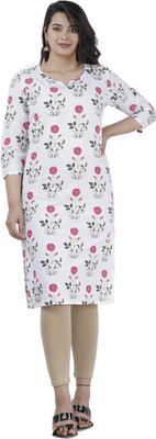 VISHAKHA STYLE Women Printed Straight Kurta(Pink)