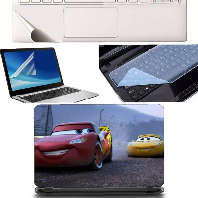 SDM 4in1 Combo of (CARS 3D PORTRAIT)Laptop Skin with Palmrest Skin, Laptop Screen Guard and Key Guard for All Laptop - Notebook Combo Set Combo Set(Multicolor)